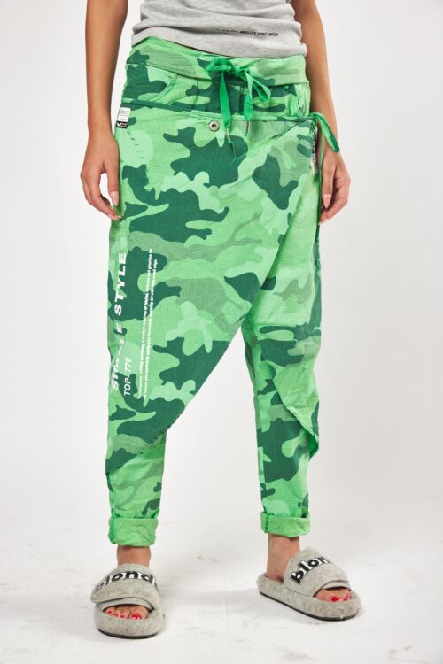 Green Camo Designed Baggy Jogger Pants  SIMPLE