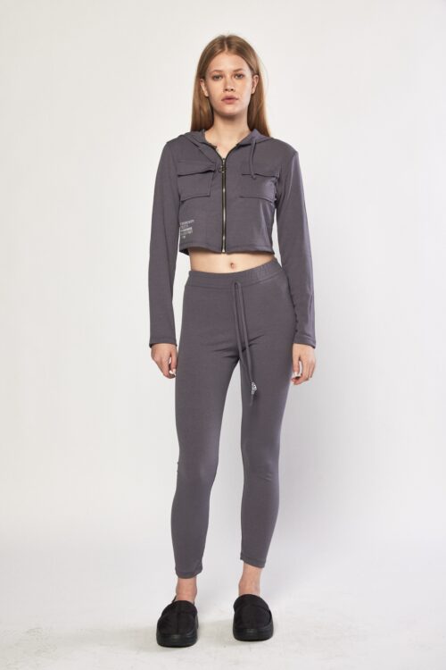 Gray Color Sporty Two Piece Set  STREET
