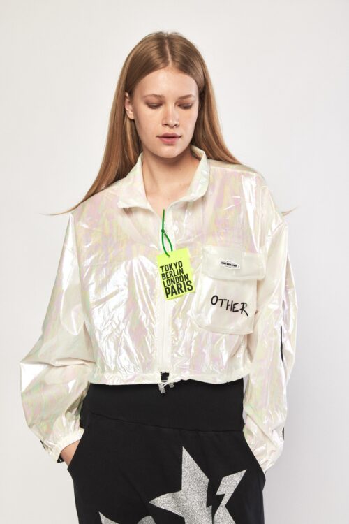 Ivory White Metallic Wind Jacket  OTHER