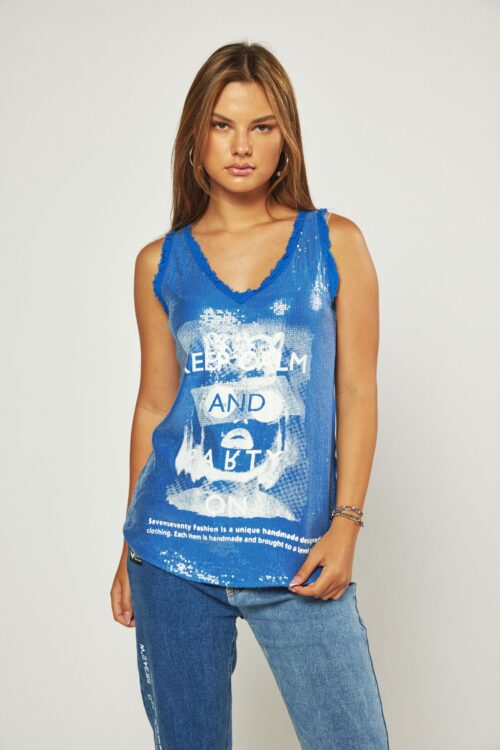 Blue Sequins Designed  Tank  CALM