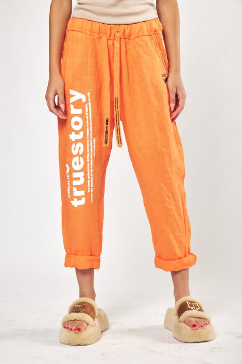 Designed Orange Linen Pants  TRUE STORY