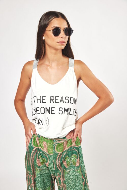  White Designed  Tank  SMILE