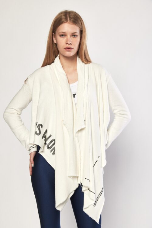 White Assymetrical Designed Opened Jacket SKULL