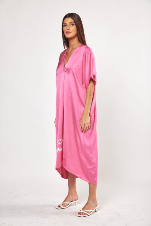 Pink Satin Wide Cut Maxi Dress REASON