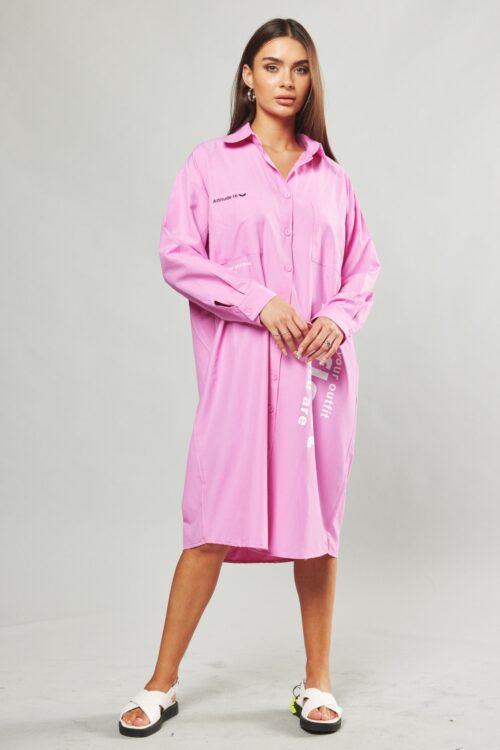 Pink Buttoned Up Midi Dress REFLECT
