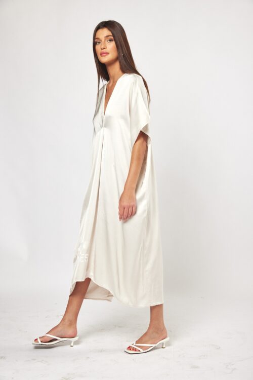 Ivory Satin Wide Cut Maxi Dress REASON