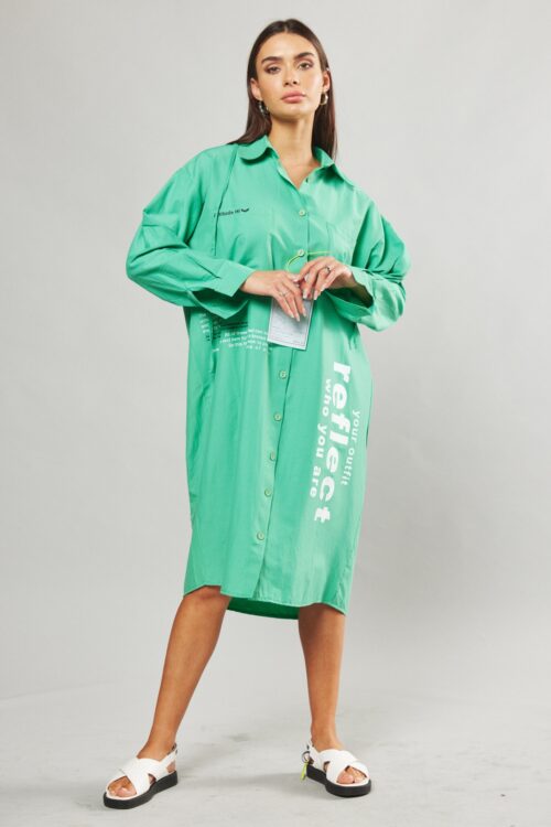 Green Buttoned Up Midi Dress REFLECT