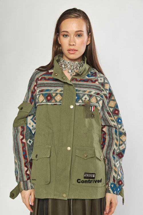 Olive Green Denim Embroidery Jacket  PRODUCTION