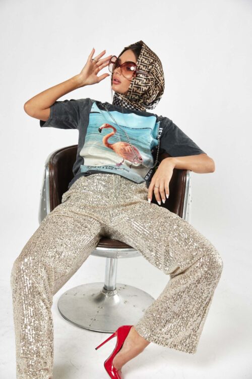 Designed Silver Sequins Pants  SEVEN