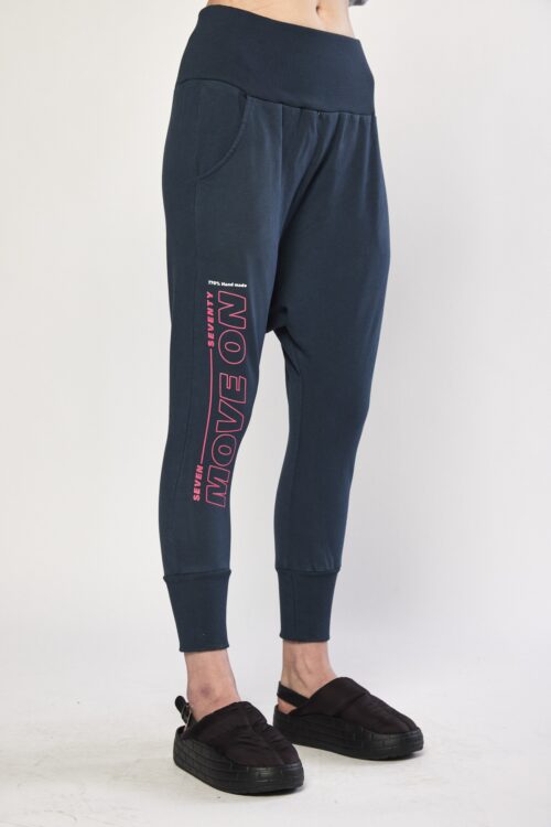 Designed Blue Baggy Jogger Pants MOVE ON