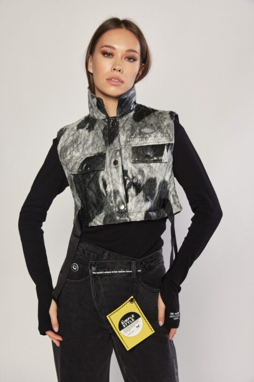 Black And White  Vinyl Short Vest Top HOLYLAND