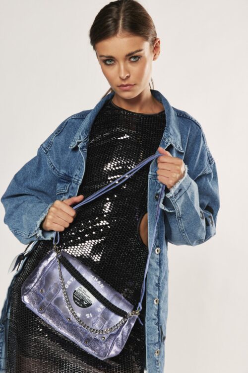 Designed Metallic Purple Leather Small Hand Bag IMPORTANT