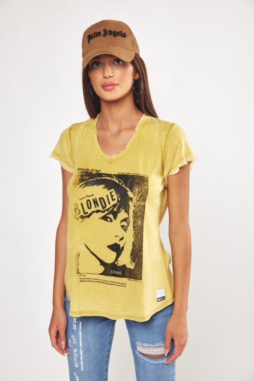  Designed Washed mustard T- Shirt  BLONDIE
