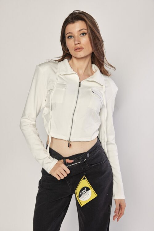 White Short Zipper Top  Jacket  SEVEN