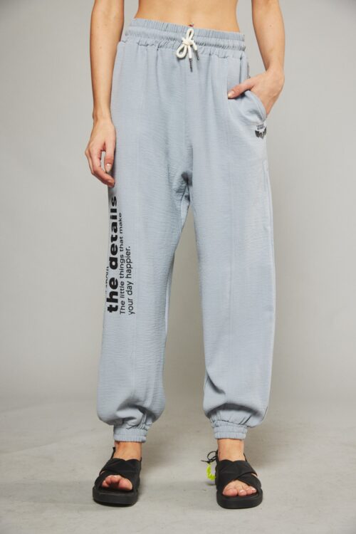 Designed Light Blue Gray Jogger Pants DETAILS