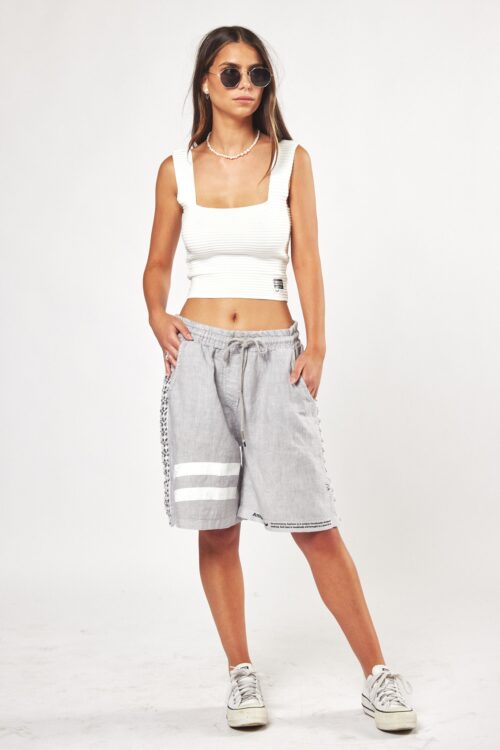 Gray Linen Bermuda Pants ATTITUDE