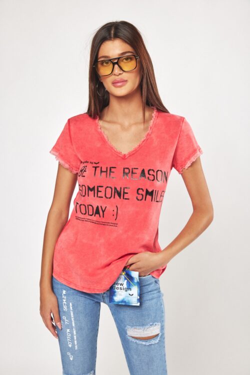  Designed Washed Red T- Shirt  TODAY