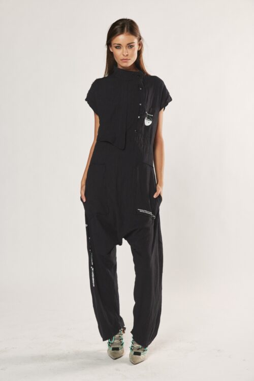 Black  Designed  Baggy Jumpsuit  MINIMAL