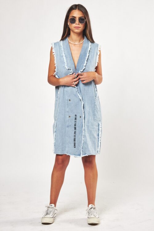 Blue Denim Designed Dress FLY