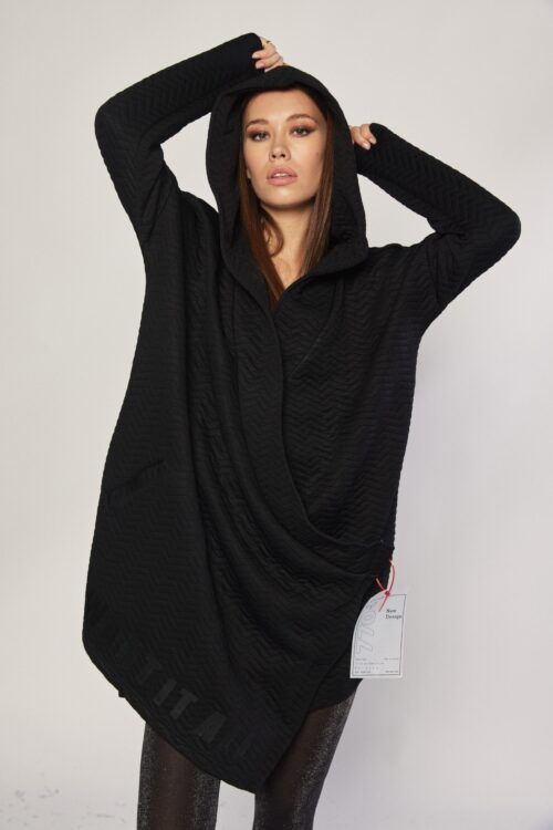 Black Wide Asymmetric Jacket  Top SEVEN