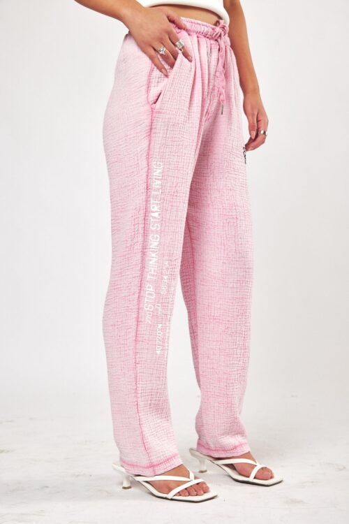 Pink Designed Jogger Pants  LIVING