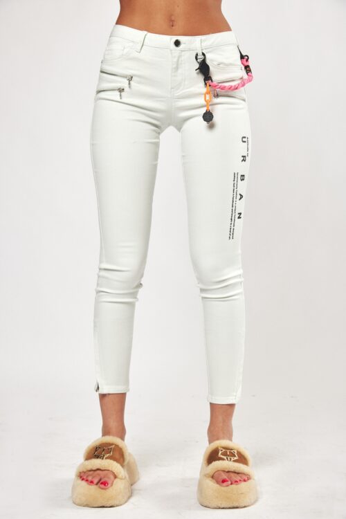 Mint Green Color Denim Slim Cut Pants URBAN