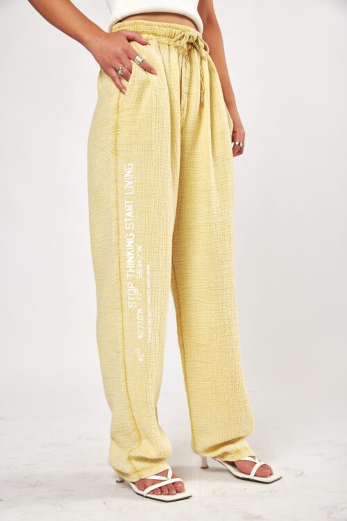 Yellow Designed Jogger Pants  LIVING