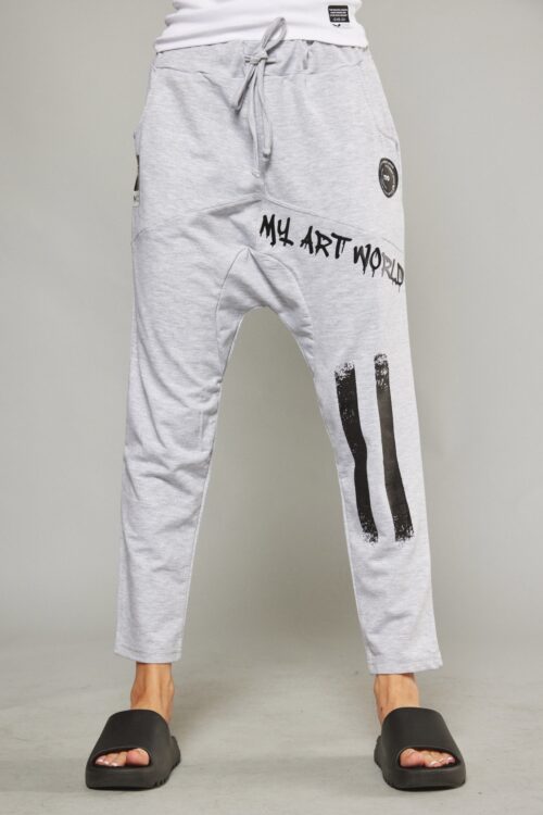 Gray Designed Baggy Jogger Pants  DON'T