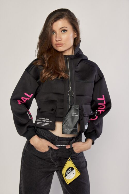 Black Sporty Designed Jacket Coat MINIMAL