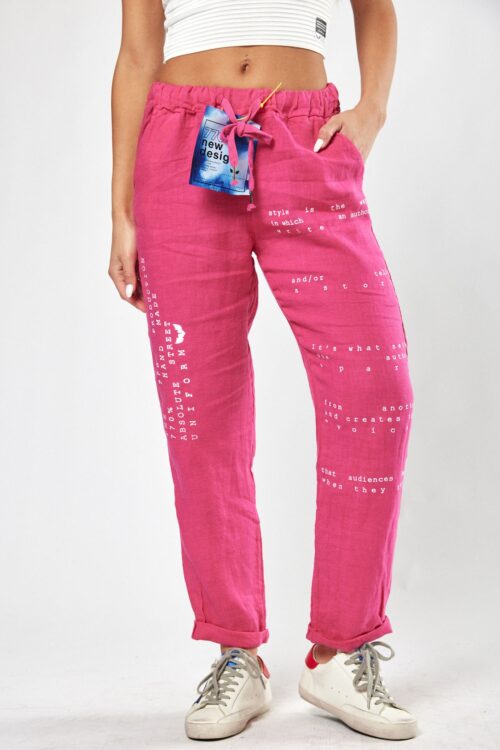 Pink Designed Linen Jogger Pants  770