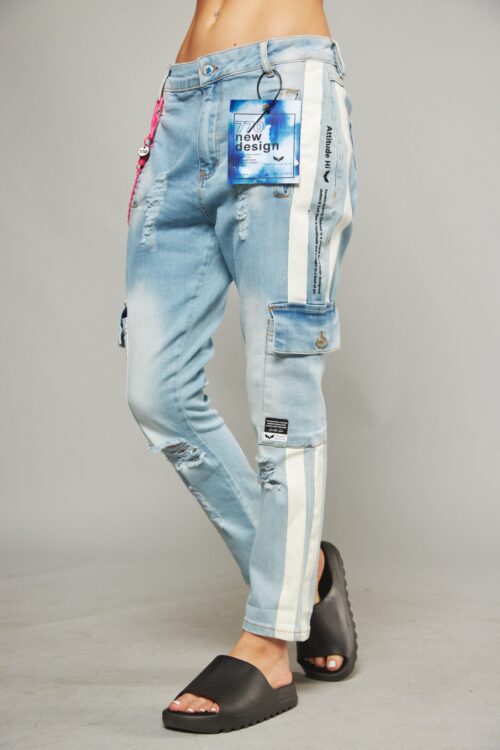 Blue Denim Boyfriend Cut Pants  ATTITUDE
