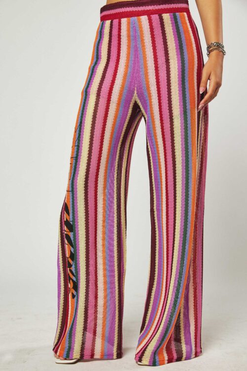 Colorful Stripe Designed Knit Pants  SEVEN