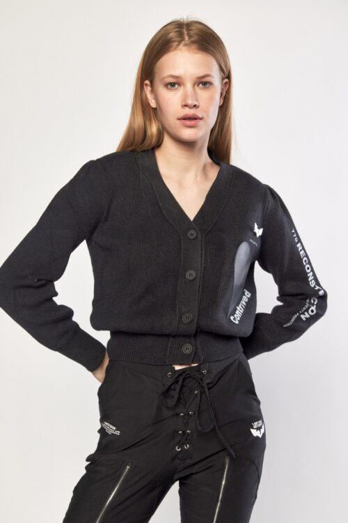 Black Knit Cardigan Top CONTRIVED