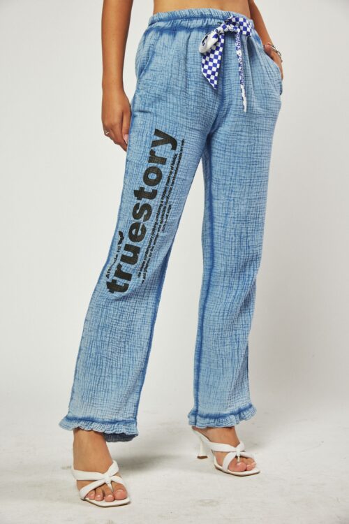 Blue Designed Jogger Pants  STOP
