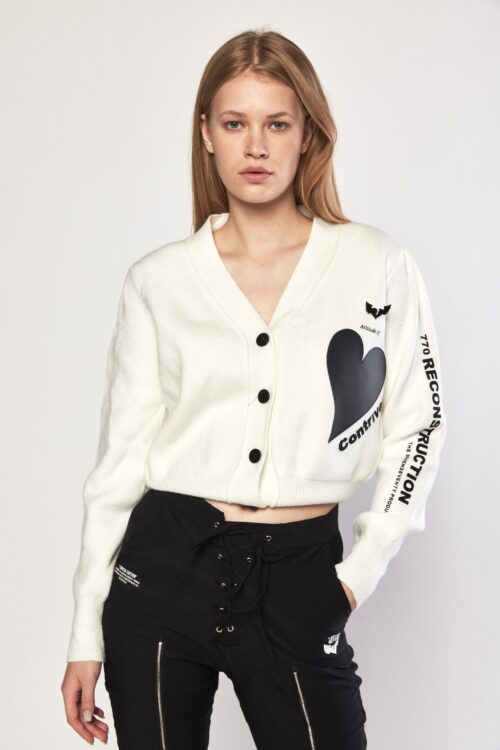 White Knit Cardigan Top CONTRIVED