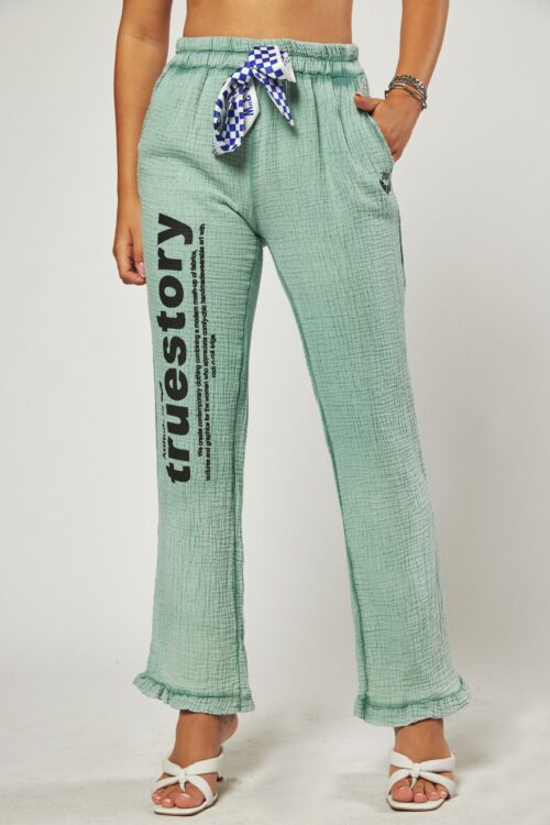 Green Designed Jogger Pants  STOP