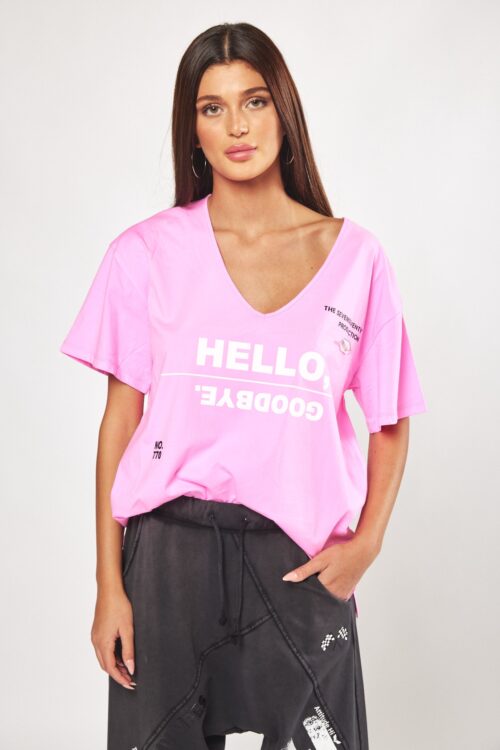  Designed Neon Pink  T- Shirt  HELLO