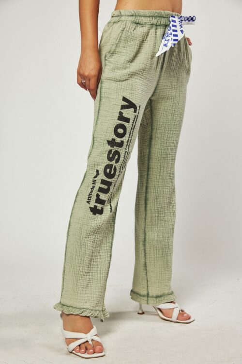 Olive Green Designed Jogger Pants  STOP