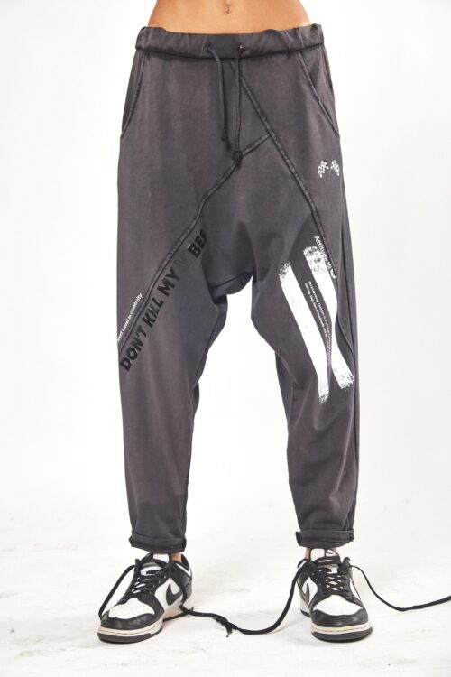 Grey Designed Baggy Jogger Pants  DON'T
