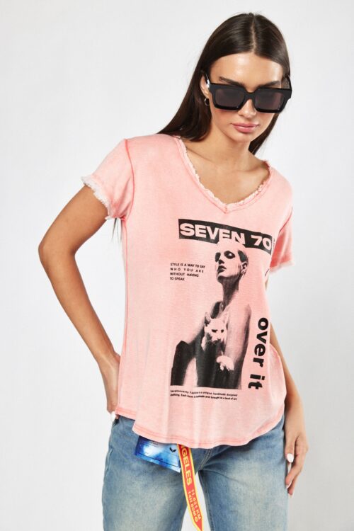  Washed Orange Color Vintage Look Designed  T- Shirt  OVER IT