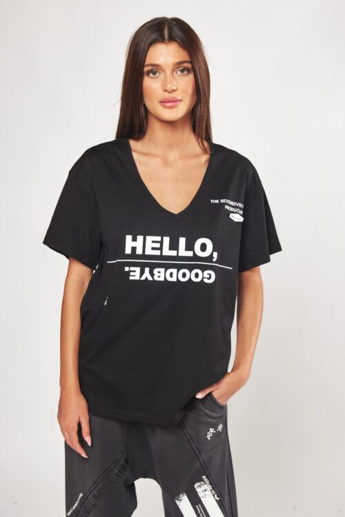  Designed Black T- Shirt  HELLO