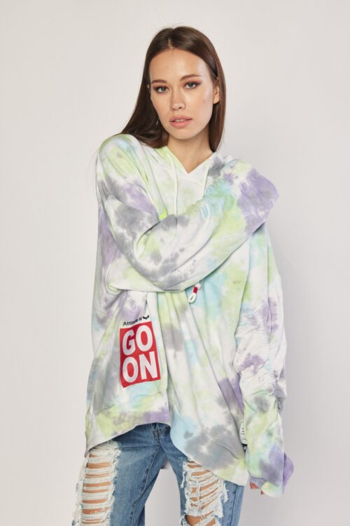 Tie Dye Hooded  Long Sleeves Pullover Top GO ON 