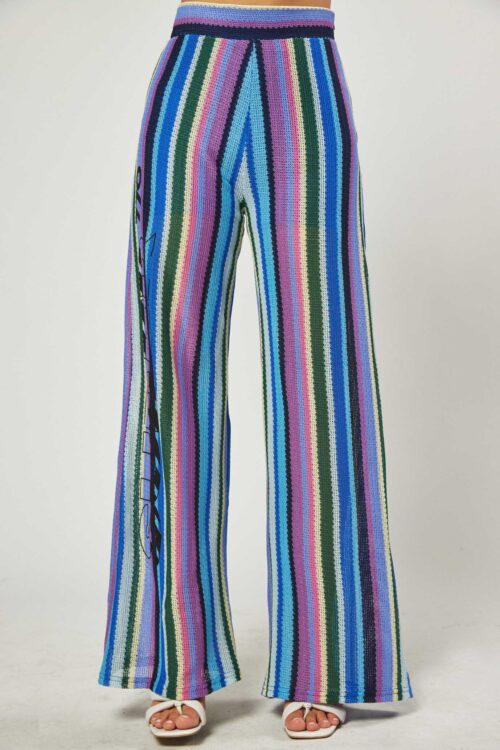 Colorful Stripe Designed Knit Pants  SEVEN