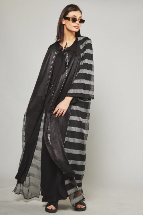 Black Designed Long Galabia Opened Top FEARLESS