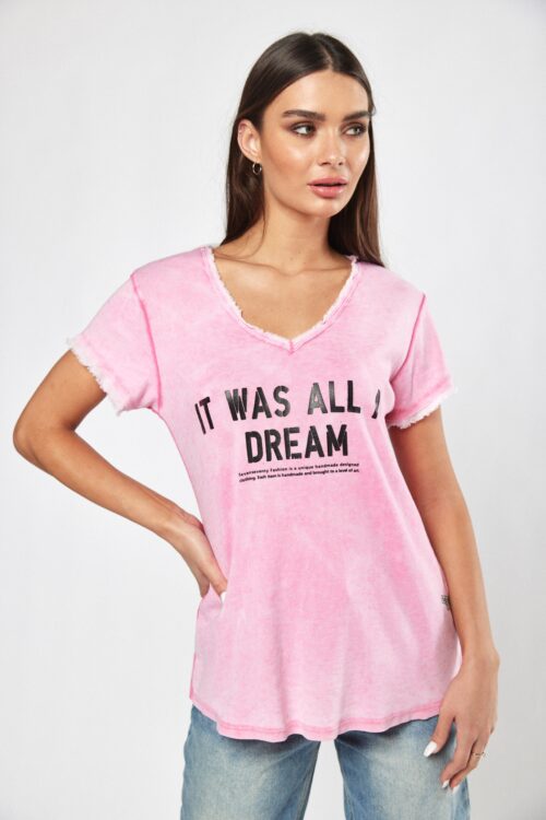  Washed Pink Color Vintage Look Designed  T- Shirt  DREAM