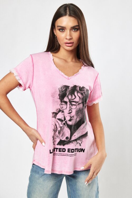  Washed Pink  Color Vintage Look Designed  T- Shirt  LIMITED