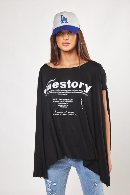  Designed Black Wide  T- Shirt  TRUE
