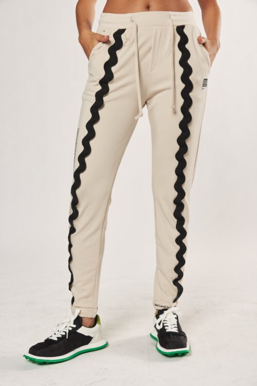 Designed Beige Jogger Cotton Pants  ATTITUDE