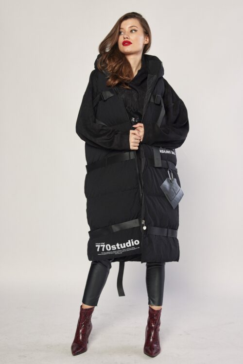 Black Puffer  Long Vest Coat  TRUST
