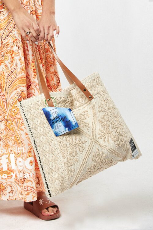 Designed Beige Embroidered Hand Bag  770